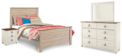 Homestyle Furniture - Ashley Furniture - Willowton Full Panel Bed, Dresser, Mirror, Chest and Nightstand - Full Panel Bed, Dresser, Mirror, Chest and Nightstand - B267B64