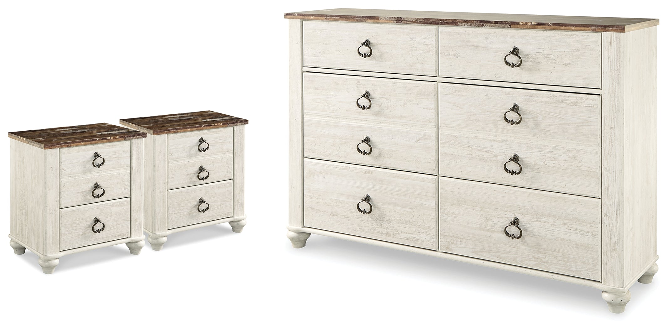 Homestyle Furniture - Ashley Furniture - Willowton Dresser and 2 Nightstands - Dresser and 2 Nightstands - B267B60
