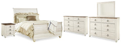 Homestyle Furniture - Ashley Furniture - Willowton Queen Bed, Dresser, Mirror and Chest - Queen Bed, Dresser, Mirror and Chest - B267B58
