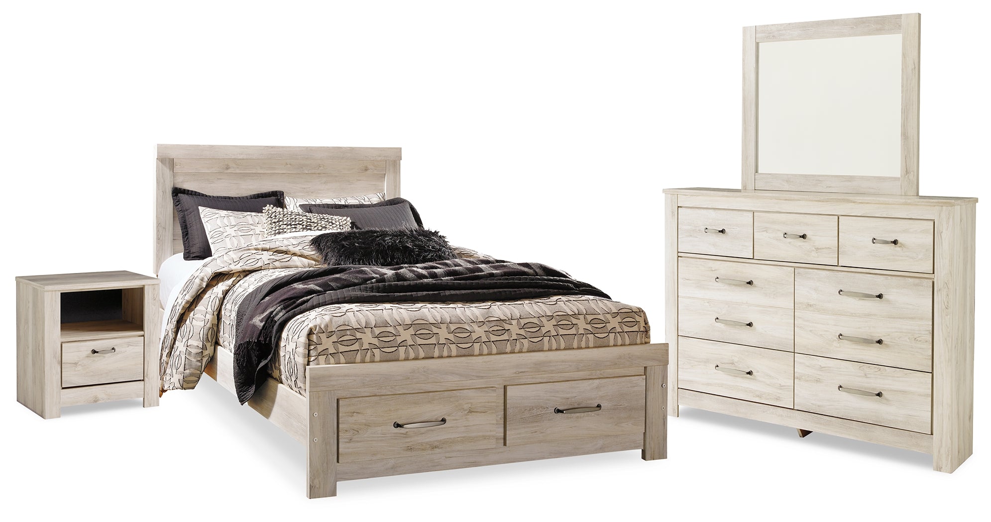 Homestyle Furniture - Ashley Furniture - Bellaby Queen Panel Storage Bed, Dresser, Mirror and Nightstand - Queen Panel Storage Bed, Dresser, Mirror and Nightstand - B331B11