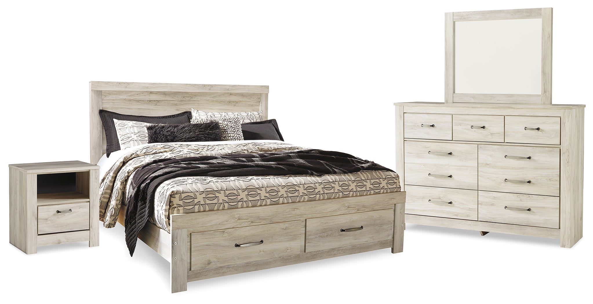 Homestyle Furniture - Ashley Furniture - Bellaby King Panel Storage Bed, Dresser, Mirror and Nightstand - King Panel Storage Bed, Dresser, Mirror and Nightstand - B331B12