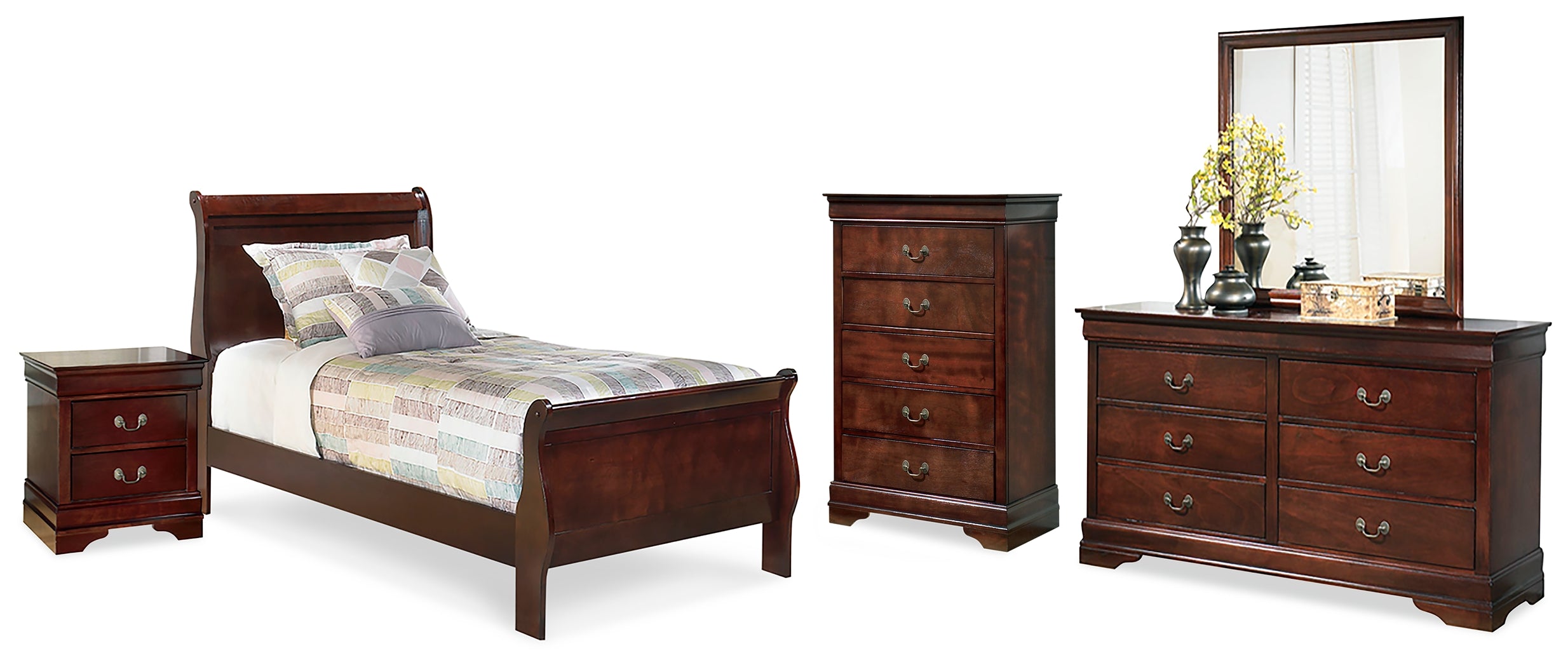 Homestyle Furniture - Ashley Furniture - Alisdair Twin Sleigh Bed, Dresser, Mirror, Chest and Nightstand - Twin Sleigh Bed, Dresser, Mirror, Chest and Nightstand - B376B24