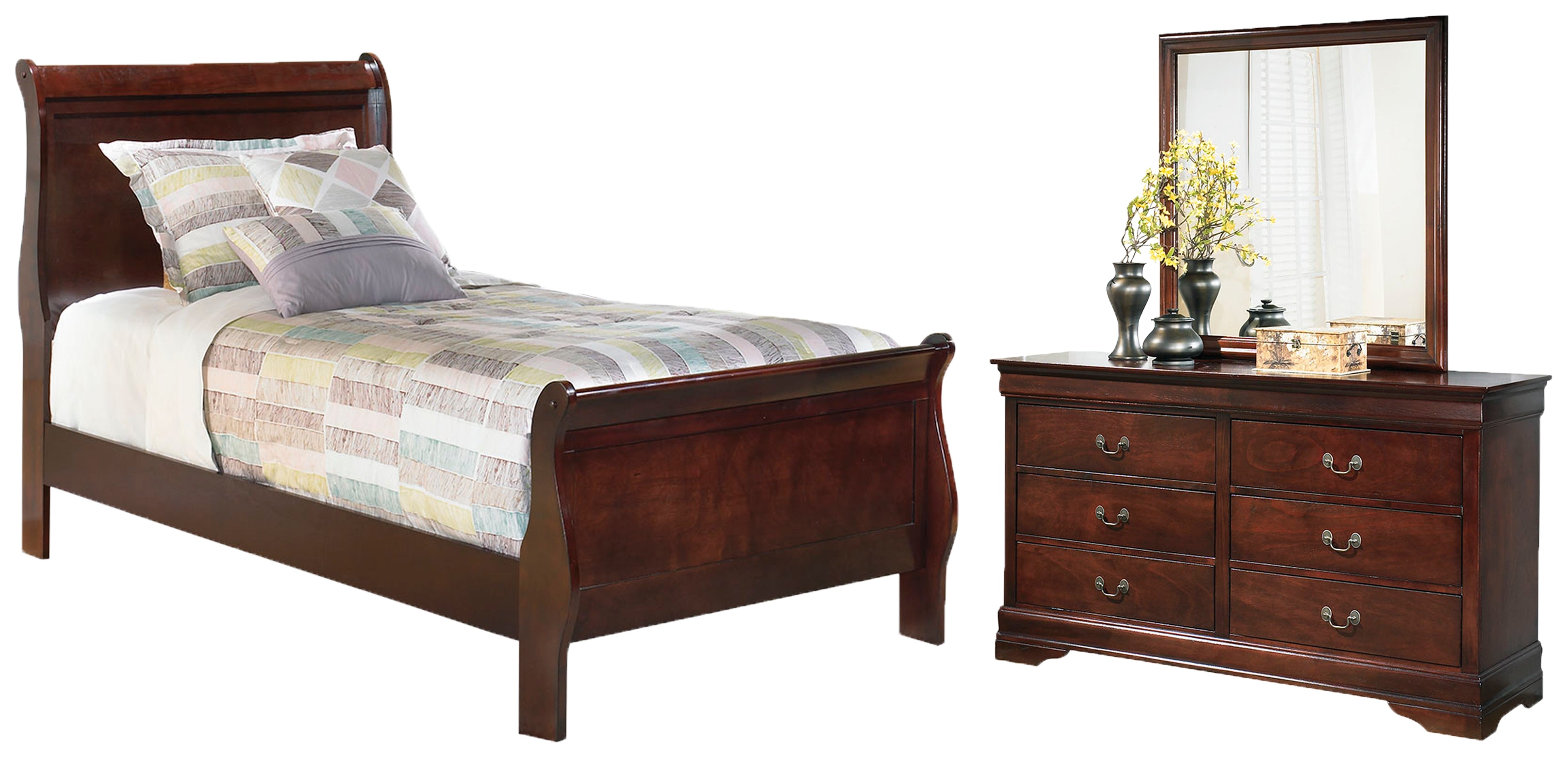 Homestyle Furniture - Ashley Furniture - Alisdair Twin Sleigh Bed, Dresser and Mirror - Twin Sleigh Bed, Dresser and Mirror - B376B6