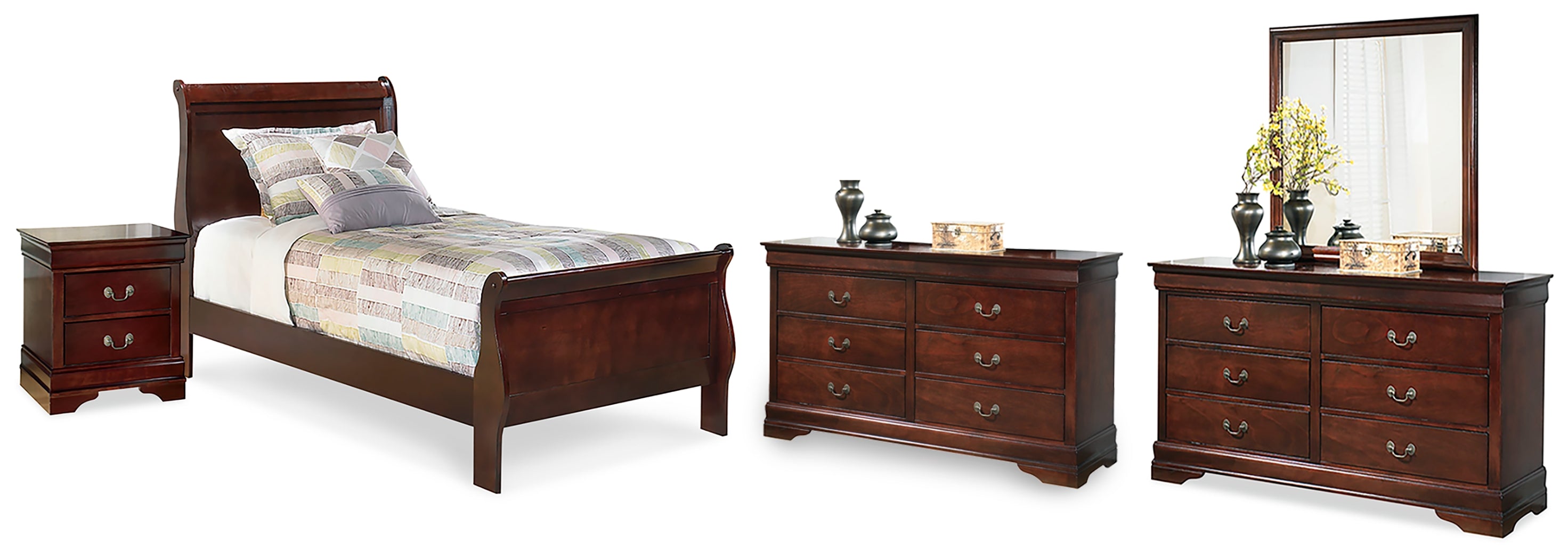 Homestyle Furniture - Ashley Furniture - Alisdair Twin Sleigh Bed, 2 Dressers, Mirror and Nightstand - Twin Sleigh Bed, 2 Dressers, Mirror and Nightstand - B376B33