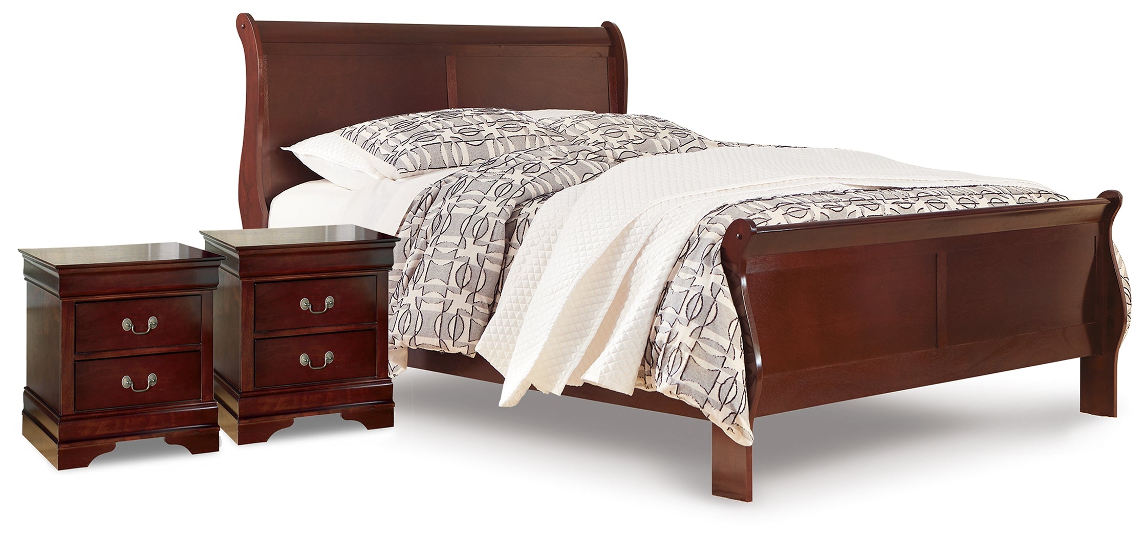 Homestyle Furniture - Ashley Furniture - Alisdair Queen Sleigh Bed and 2 Nightstands - Queen Sleigh Bed and 2 Nightstands - B376B30