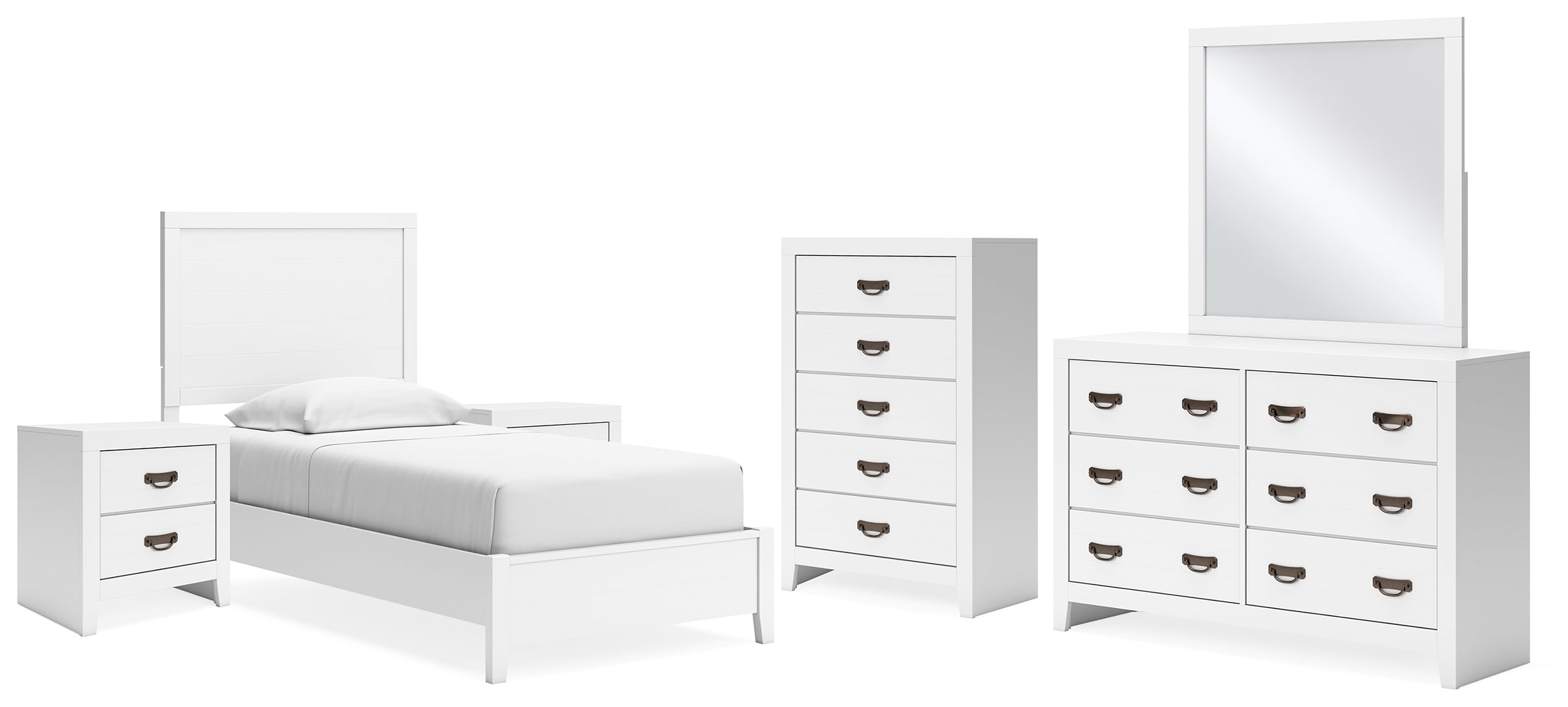 Homestyle Furniture - Ashley Furniture - Binterglen Twin Panel Bed, Dresser, Mirror, Chest and 2 Nightstands - Twin Panel Bed, Dresser, Mirror, Chest and 2 Nightstands - B427B19