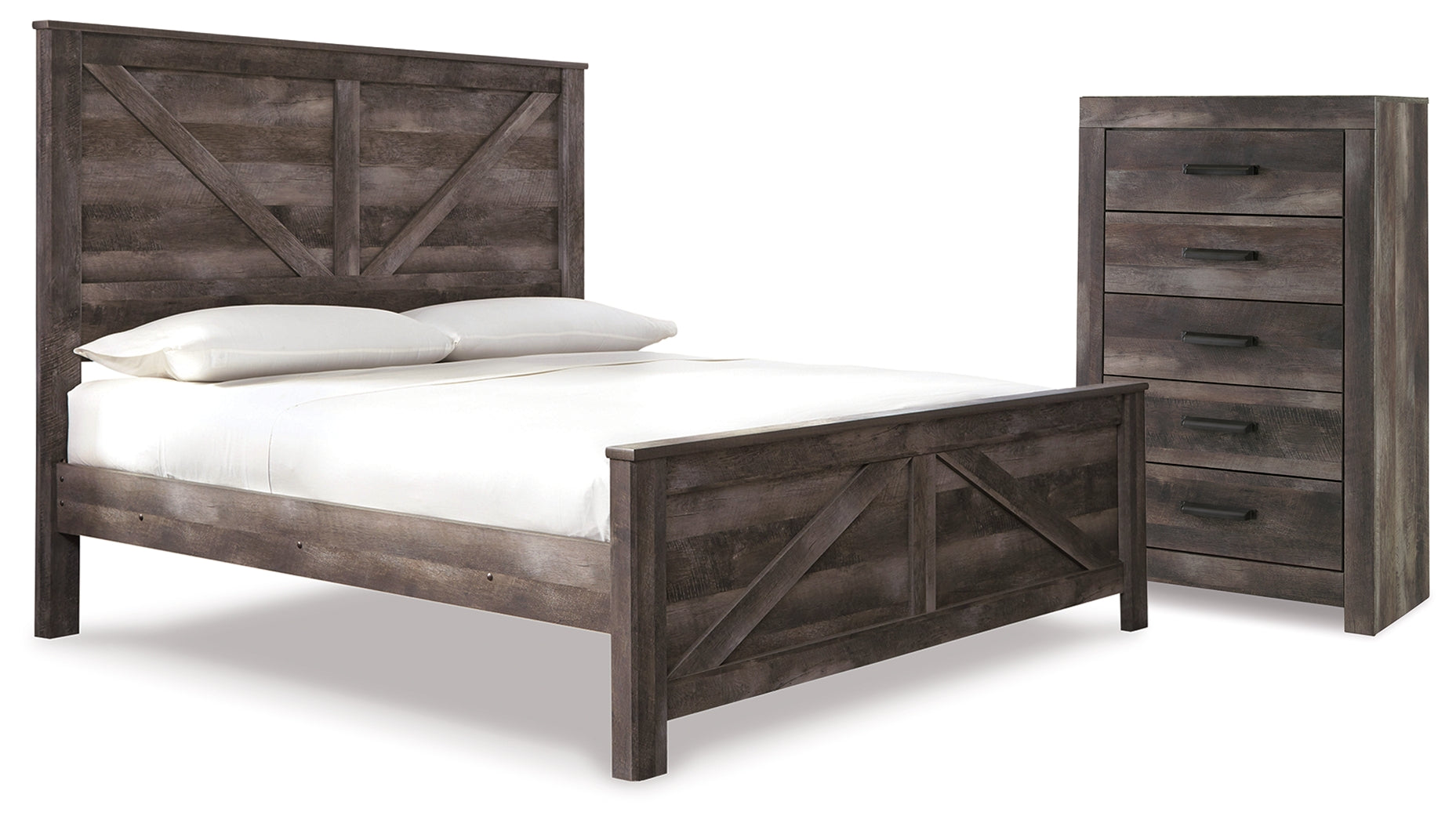 Homestyle Furniture - Ashley Furniture - Wynnlow King Crossbuck Panel Bed and Chest - King Crossbuck Panel Bed and Chest - B440B43