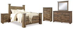 Homestyle Furniture - Ashley Furniture - Trinell Queen Poster Bed, Dresser, Mirror, Chest and 2 Nightstands - Queen Poster Bed, Dresser, Mirror, Chest and 2 Nightstands - B446B80