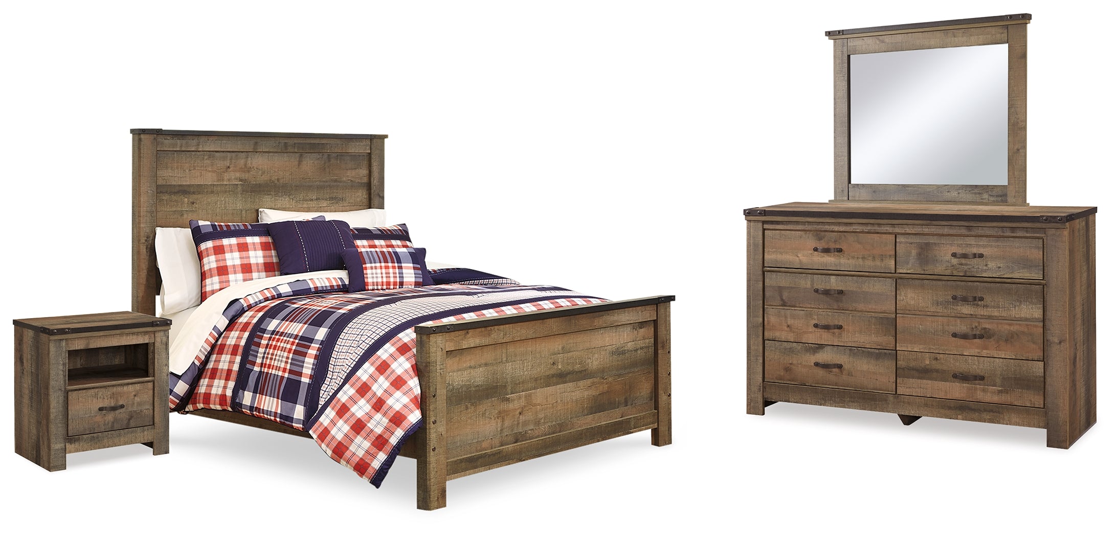 Homestyle Furniture - Ashley Furniture - Trinell Full Panel Bed, Dresser, Mirror and Nightstand - Full Panel Bed, Dresser, Mirror and Nightstand - B446B78