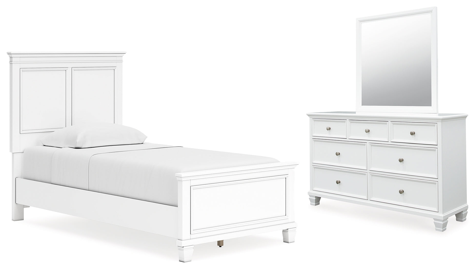 Homestyle Furniture - Ashley Furniture - Fortman Twin Panel Bed, Dresser and Mirror - Twin Panel Bed, Dresser and Mirror - B680B7