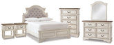 Homestyle Furniture - Ashley Furniture - Realyn Full Upholstered Panel Bed, Dresser, Mirror, Chest and 2 Nightstands - Full Upholstered Panel Bed, Dresser, Mirror, Chest and 2 Nightstands - B743B77