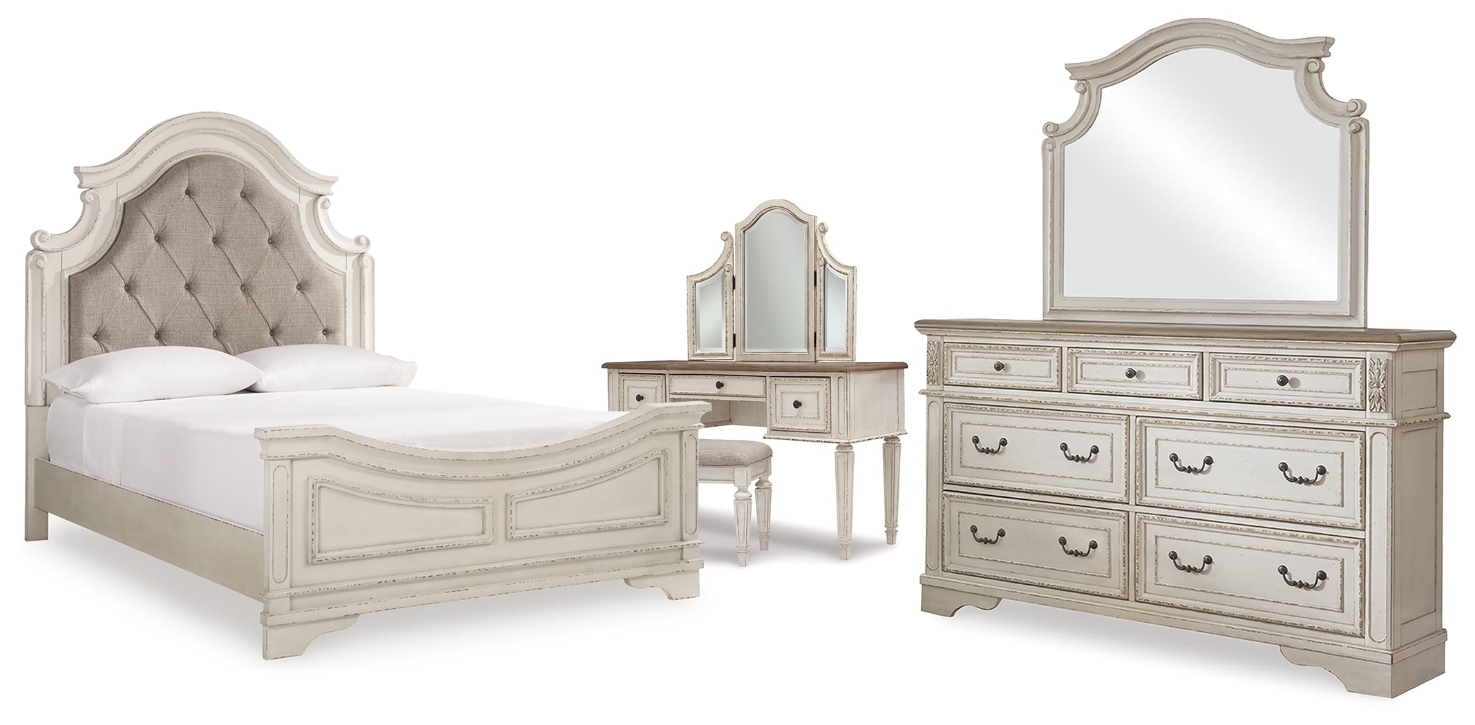 Homestyle Furniture - Ashley Furniture - Realyn Queen Panel Bed, Dresser, Mirror and Vanity - Queen Panel Bed, Dresser, Mirror and Vanity - B743B86