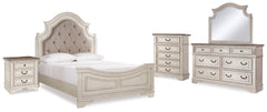 Homestyle Furniture - Ashley Furniture - Realyn Queen Upholstered Panel Bed, Dresser, Mirror, Chest and Nightstand - Queen Upholstered Panel Bed, Dresser, Mirror, Chest and Nightstand - B743B47
