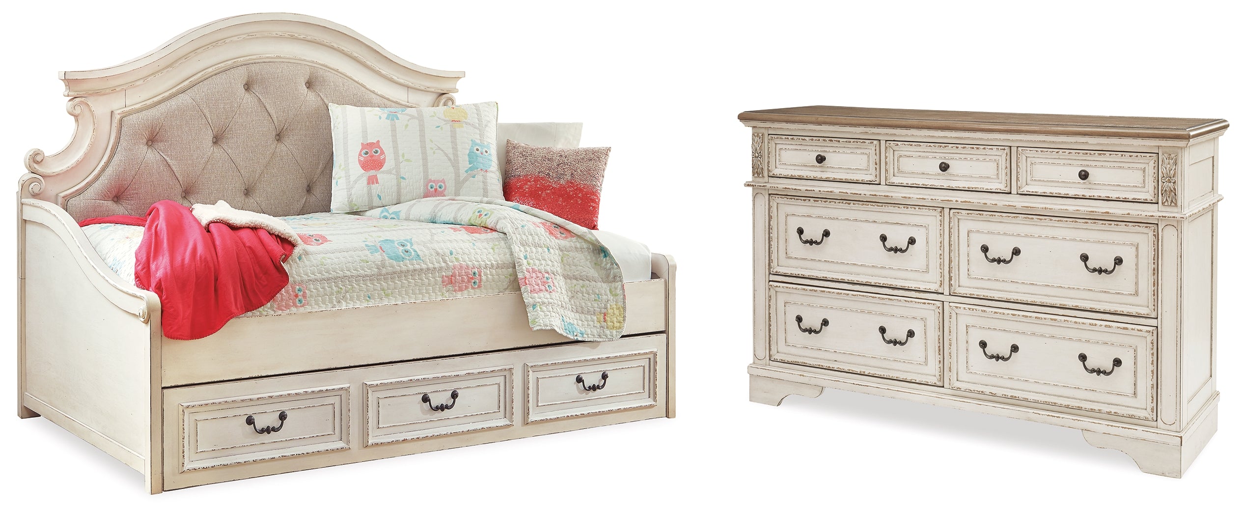 Homestyle Furniture - Ashley Furniture - Realyn Twin Storage Day Bed and Dresser - Twin Storage Day Bed and Dresser - B743B43