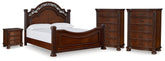 Homestyle Furniture - Ashley Furniture - Lavinton King Poster Bed, 2 Chests and Nightstand - King Poster Bed, 2 Chests and Nightstand - B764B12