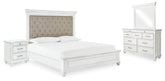 Homestyle Furniture - Ashley Furniture - Kanwyn Queen Upholstered Panel Bed, Dresser, Mirror, and Nightstand - Queen Upholstered Panel Bed, Dresser, Mirror, and Nightstand - B777B16