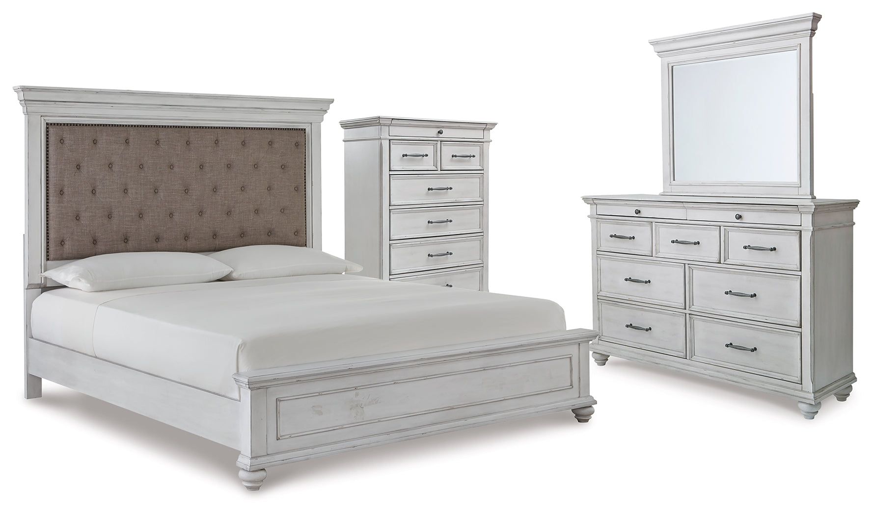 Homestyle Furniture - Ashley Furniture - Kanwyn King Upholstered Panel Bed, Dresser, Mirror and Chest - King Upholstered Panel Bed, Dresser, Mirror and Chest - B777B18