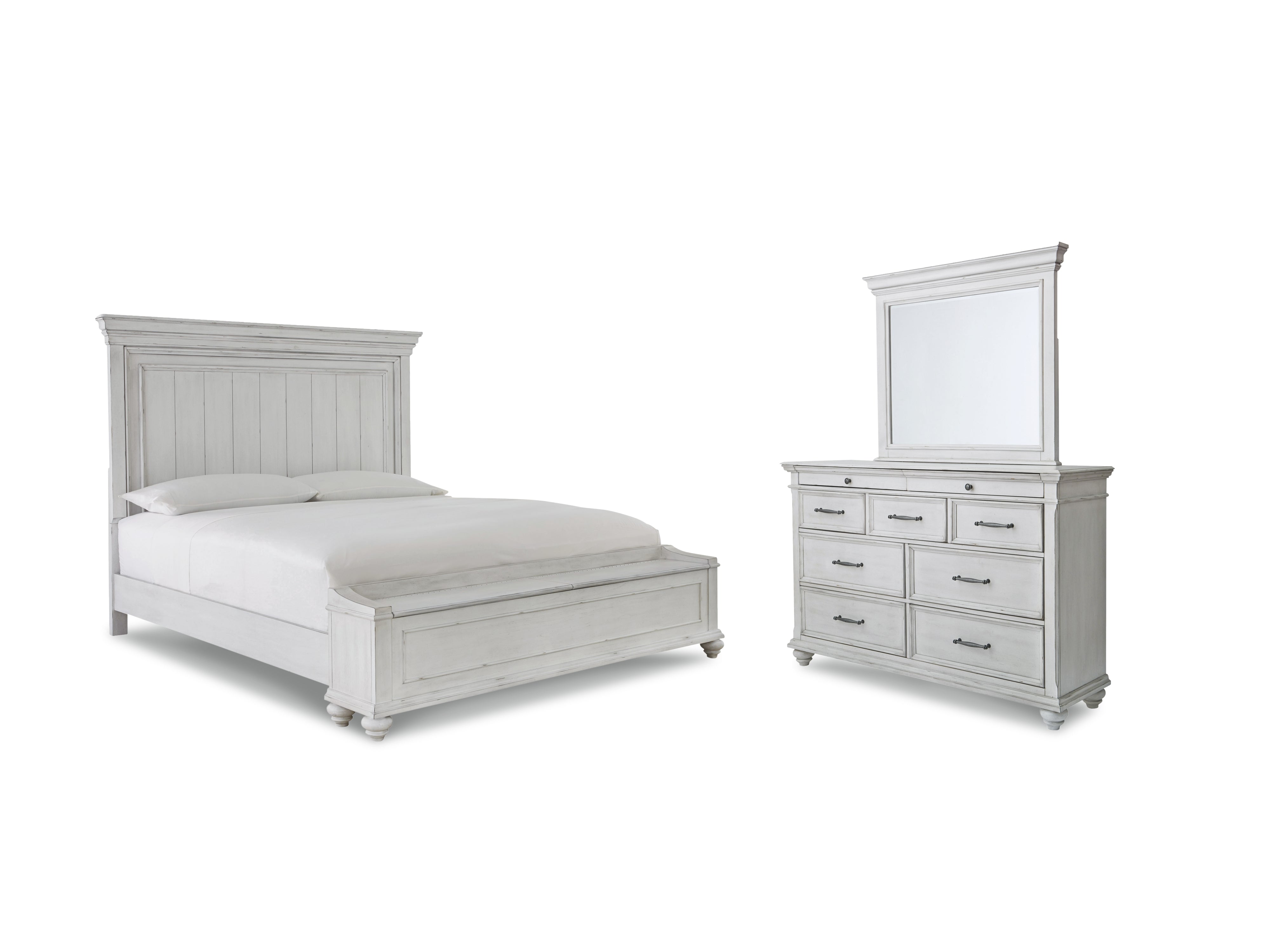 Homestyle Furniture - Ashley Furniture - Kanwyn Queen Bed with Mirrored Dresser - Queen Bed with Mirrored Dresser - B777B7