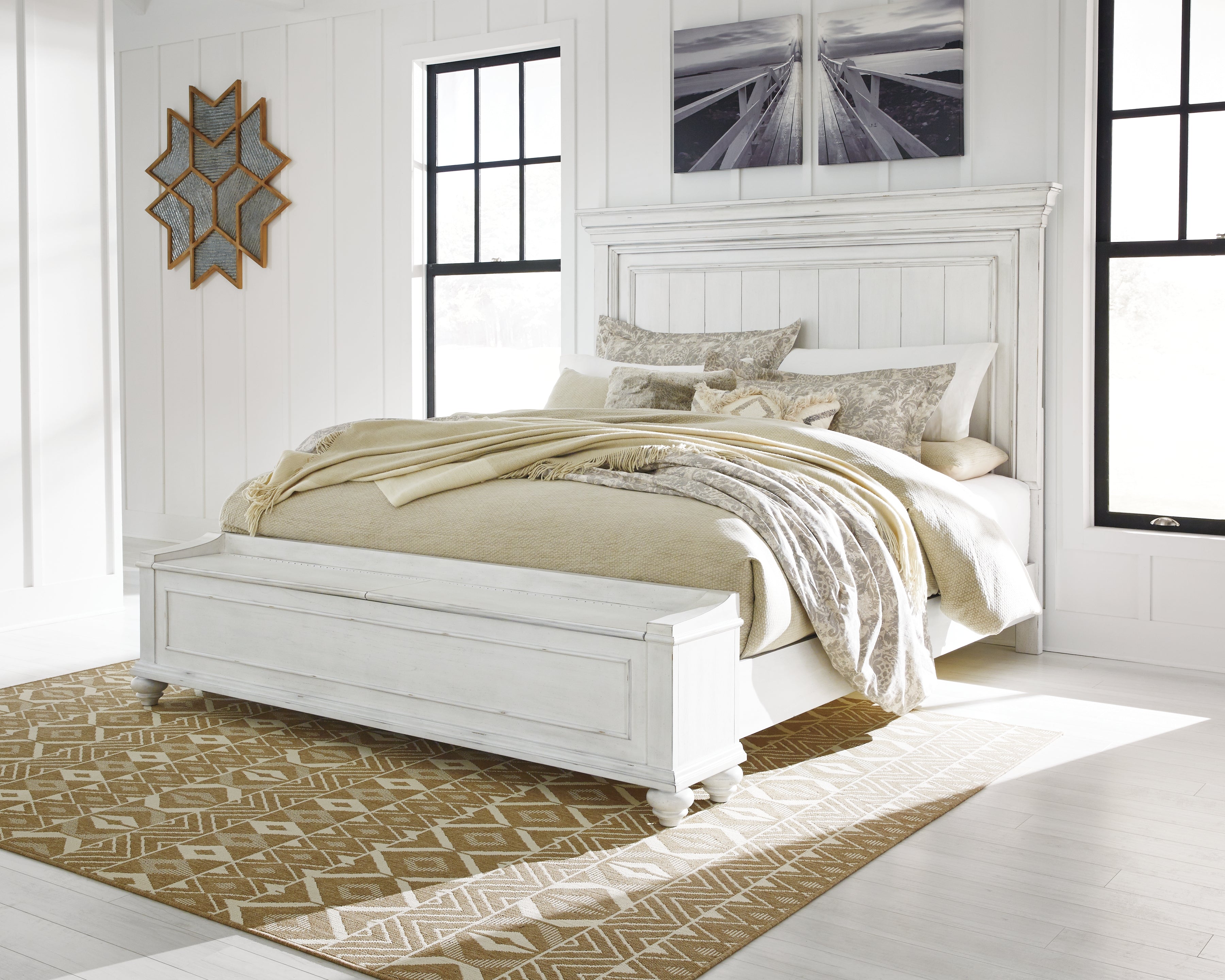 Homestyle Furniture - Ashley Furniture - Kanwyn Queen Panel Bed with Storage Bench - Queen Panel Bed with Storage Bench - B777B6