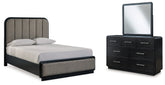 Homestyle Furniture - Ashley Furniture - Rowanbeck Queen Upholstered Panel Bed, Dresser and Mirror - Queen Upholstered Panel Bed, Dresser and Mirror - B821B3