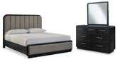 Homestyle Furniture - Ashley Furniture - Rowanbeck King Upholstered Panel Bed, Dresser and Mirror - King Upholstered Panel Bed, Dresser and Mirror - B821B6