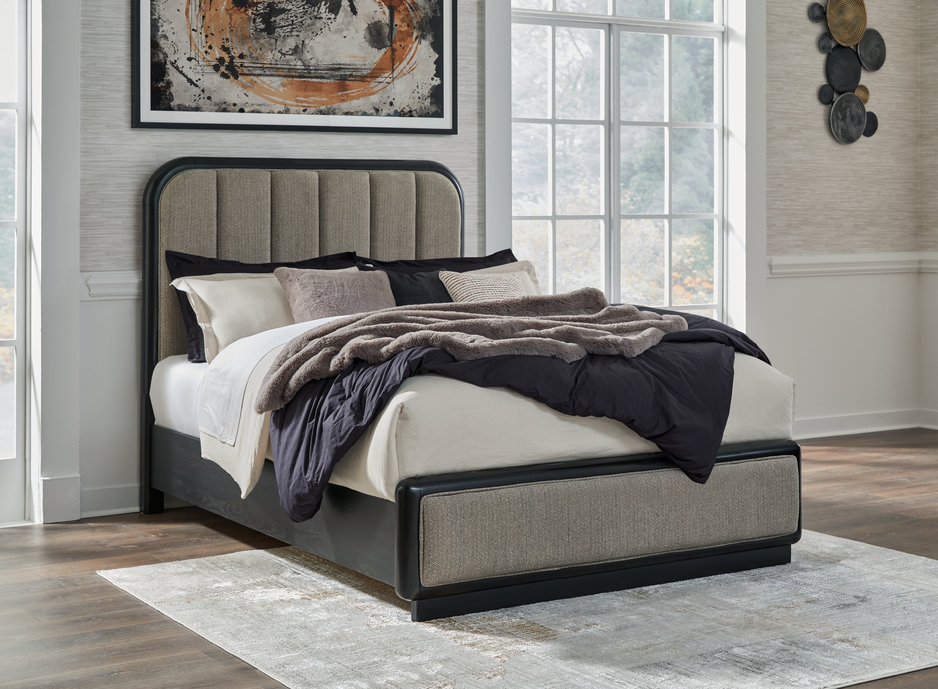 Homestyle Furniture - Ashley Furniture - Rowanbeck Queen Upholstered Panel Bed - Queen Upholstered Panel Bed - B821B2
