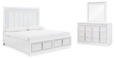 Homestyle Furniture - Ashley Furniture - Chalanna Queen Upholstered Storage Bed, Dresser and Mirror - Queen Upholstered Storage Bed, Dresser and Mirror - B822B3