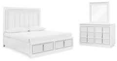Homestyle Furniture - Ashley Furniture - Chalanna Queen Upholstered Storage Bed, Dresser and Mirror - Queen Upholstered Storage Bed, Dresser and Mirror - B822B3