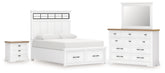 Homestyle Furniture - Ashley Furniture - Ashbryn King Panel Storage Bed, Dresser, Mirror and Nightstand - King Panel Storage Bed, Dresser, Mirror and Nightstand - B844B9