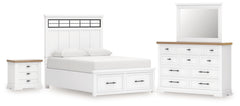 Homestyle Furniture - Ashley Furniture - Ashbryn King Panel Storage Bed, Dresser, Mirror and Nightstand - King Panel Storage Bed, Dresser, Mirror and Nightstand - B844B9