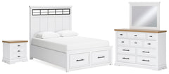 Homestyle Furniture - Ashley Furniture - Ashbryn Queen Storage Bed, Dresser, Mirror and Nightstand - Queen Storage Bed, Dresser, Mirror and Nightstand - B844B8