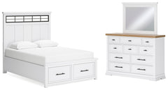 Homestyle Furniture - Ashley Furniture - Ashbryn Queen Panel Storage Bed, Dresser and Mirror - Queen Panel Storage Bed, Dresser and Mirror - B844B3