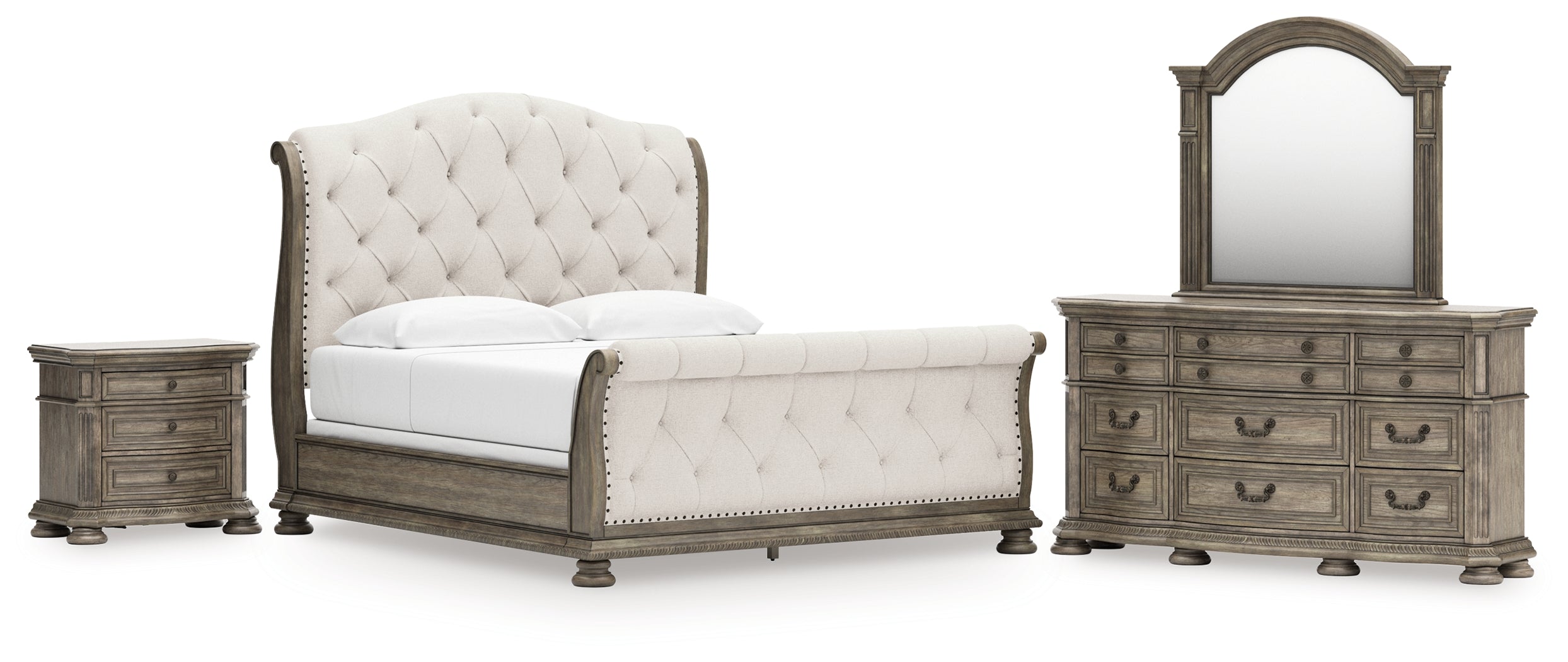 Homestyle Furniture - Ashley Furniture - Ardenfield King Sleigh Bed, Dresser, Mirror and Nightstand - King Sleigh Bed, Dresser, Mirror and Nightstand - B944B7