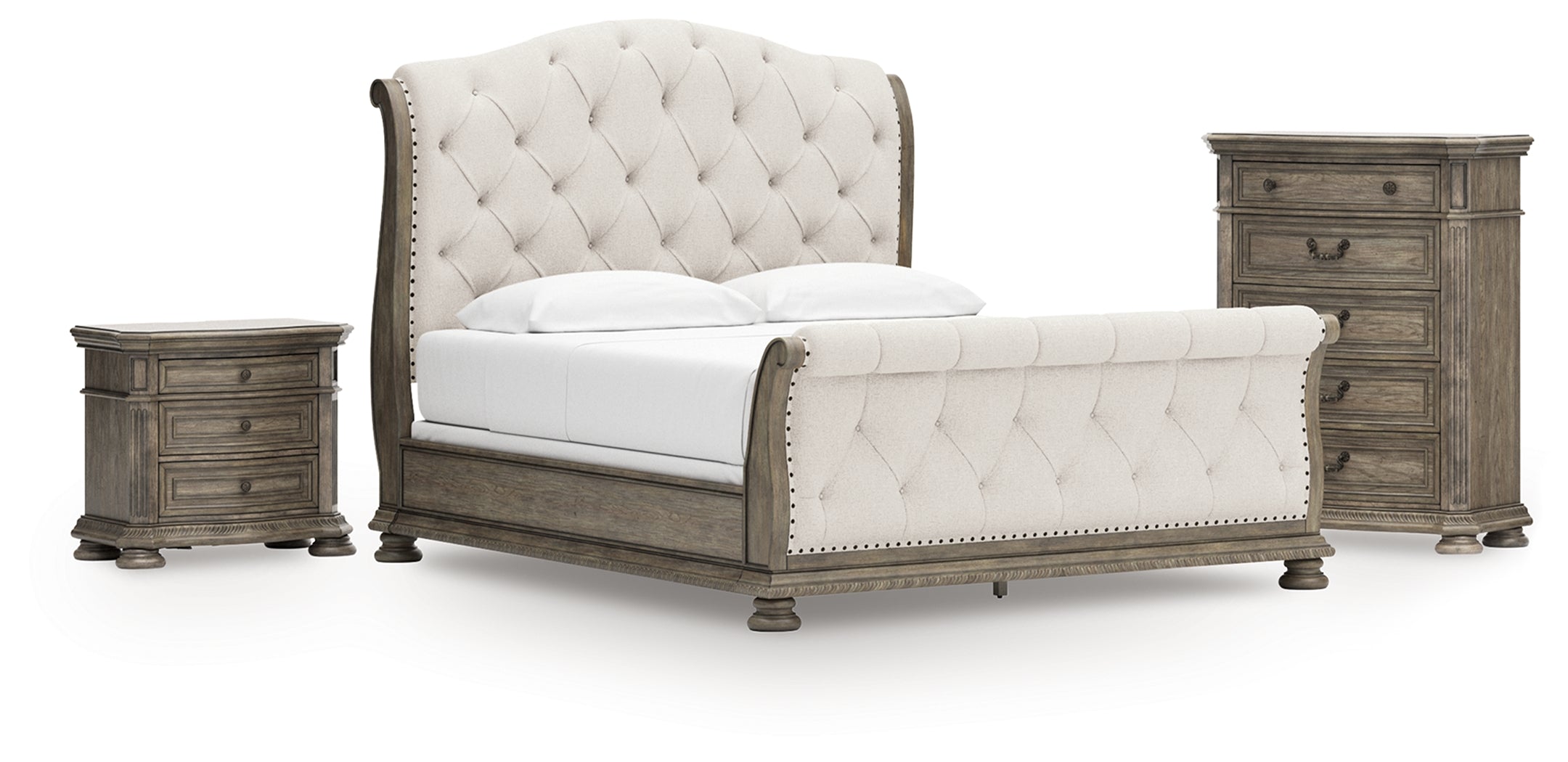 Homestyle Furniture - Ashley Furniture - Ardenfield California King Sleigh Bed, Chest and Nightstand - California King Sleigh Bed, Chest and Nightstand - B944B6