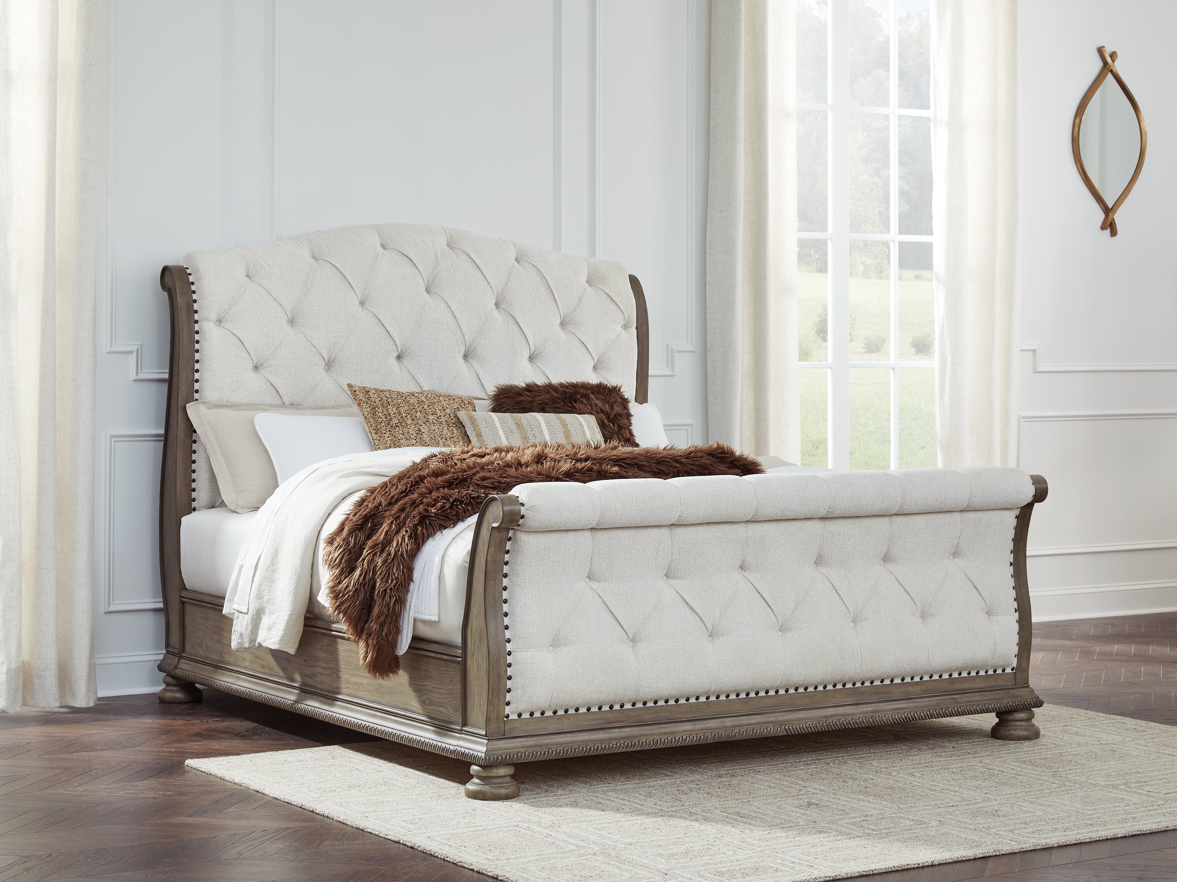Homestyle Furniture - Ashley Furniture - Ardenfield California King Upholstered Sleigh Bed - California King Upholstered Sleigh Bed - B944B5