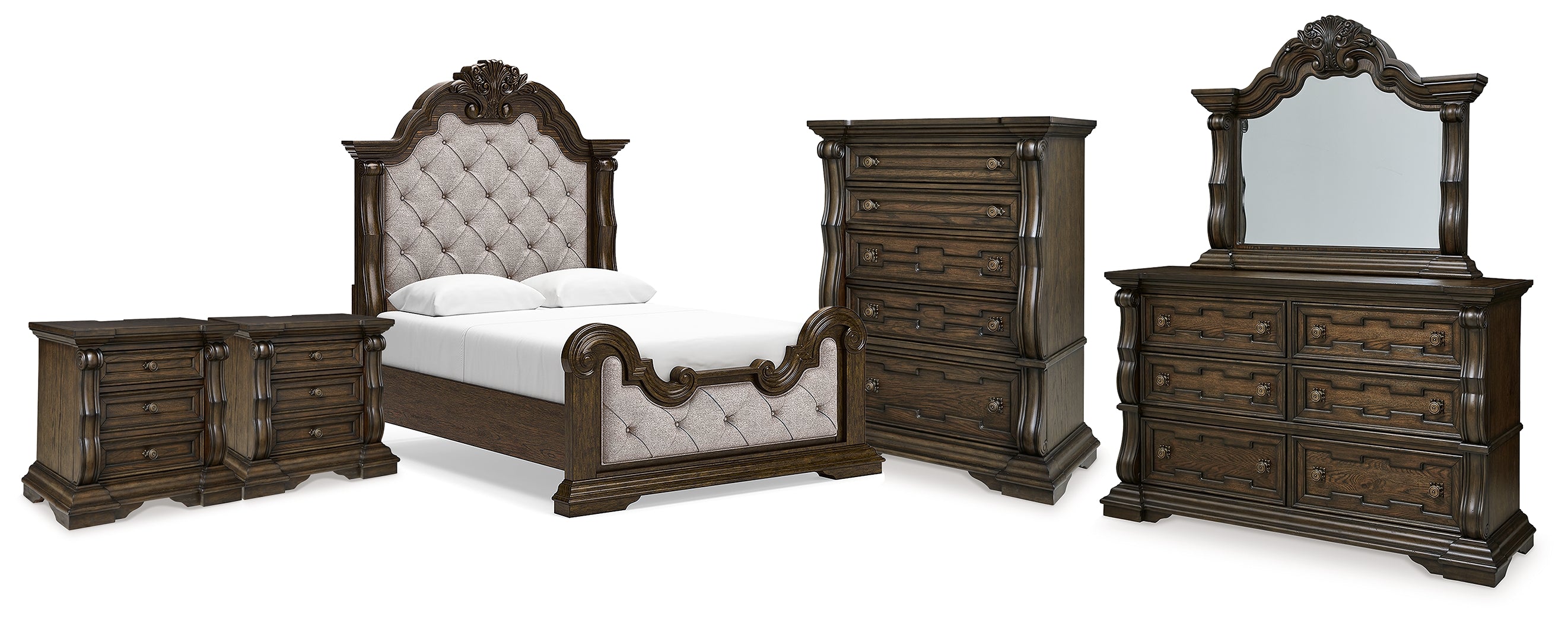 Homestyle Furniture - Ashley Furniture - Maylee Queen Panel Bed, Dresser, Mirror, Chest and 2 Nightstands - Queen Panel Bed, Dresser, Mirror, Chest and 2 Nightstands - B947B16