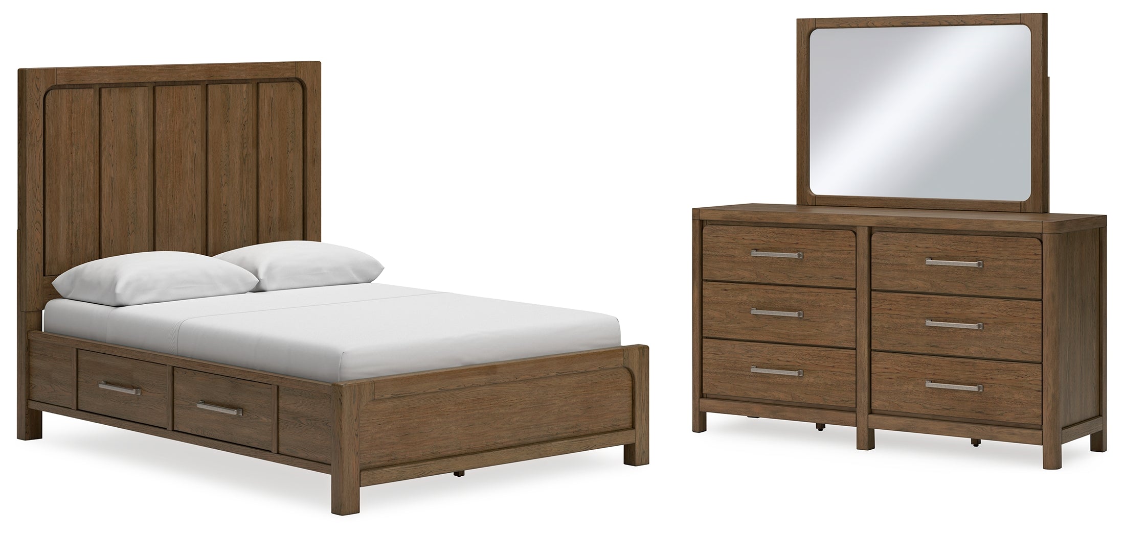 Homestyle Furniture - Ashley Furniture - Cabalynn Queen Panel Bed with Storage, Dresser and Mirror - Queen Panel Bed with Storage, Dresser and Mirror - B974B5