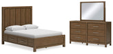 Homestyle Furniture - Ashley Furniture - Cabalynn Queen Panel Bed with Storage, Dresser and Mirror - Queen Panel Bed with Storage, Dresser and Mirror - B974B5