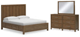 Homestyle Furniture - Ashley Furniture - Cabalynn King Panel Bed with Storage, Dresser and Mirror - King Panel Bed with Storage, Dresser and Mirror - B974B12