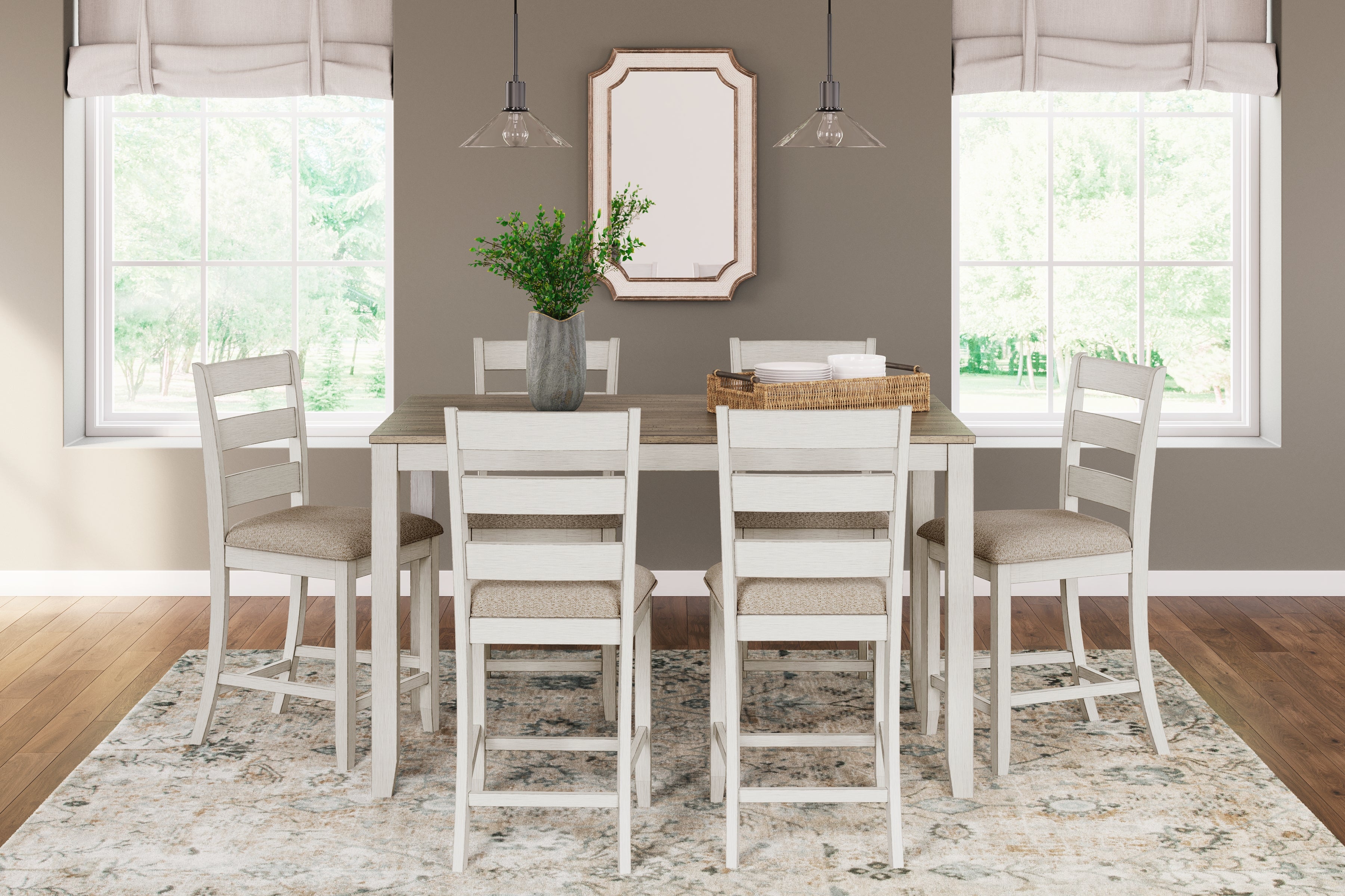 Homestyle Furniture - Ashley Furniture - Skempton Counter Height Dining Table and Bar Stools (Set of 7) - RECT DRM Counter TBL Set(7/CN) - D394-423