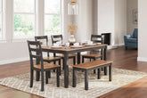 Homestyle Furniture - Ashley Furniture - Gesthaven Dining Table with 4 Chairs and Bench (Set of 6) - Dining Room Table Set (6/CN) - D396-325