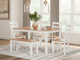 Homestyle Furniture - Ashley Furniture - Gesthaven Dining Table with 4 Chairs and Bench (Set of 6) - Dining Room Table Set (6/CN) - D398-325