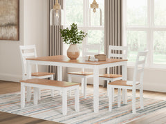 Homestyle Furniture - Ashley Furniture - Gesthaven Dining Table with 4 Chairs and Bench (Set of 6) - Dining Room Table Set (6/CN) - D398-325