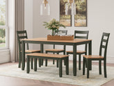 Homestyle Furniture - Ashley Furniture - Gesthaven Dining Table with 4 Chairs and Bench (Set of 6) - Dining Room Table Set (6/CN) - D401-325