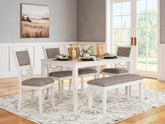 Homestyle Furniture - Ashley Furniture - Erinberg Dining Table and 4 Chairs and Bench (Set of 6) - Dining Room Table Set (6/CN) - D423-325
