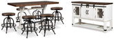 Homestyle Furniture - Ashley Furniture - Valebeck Counter Height Dining Table, 6 Barstools and Server - Counter Height Dining Table, 6 Barstools and Server - D546D32