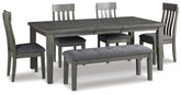 Homestyle Furniture - Ashley Furniture - Hallanden Dining Table, 4 Chairs, and Bench - Dining Table, 4 Chairs, and Bench - D589D2