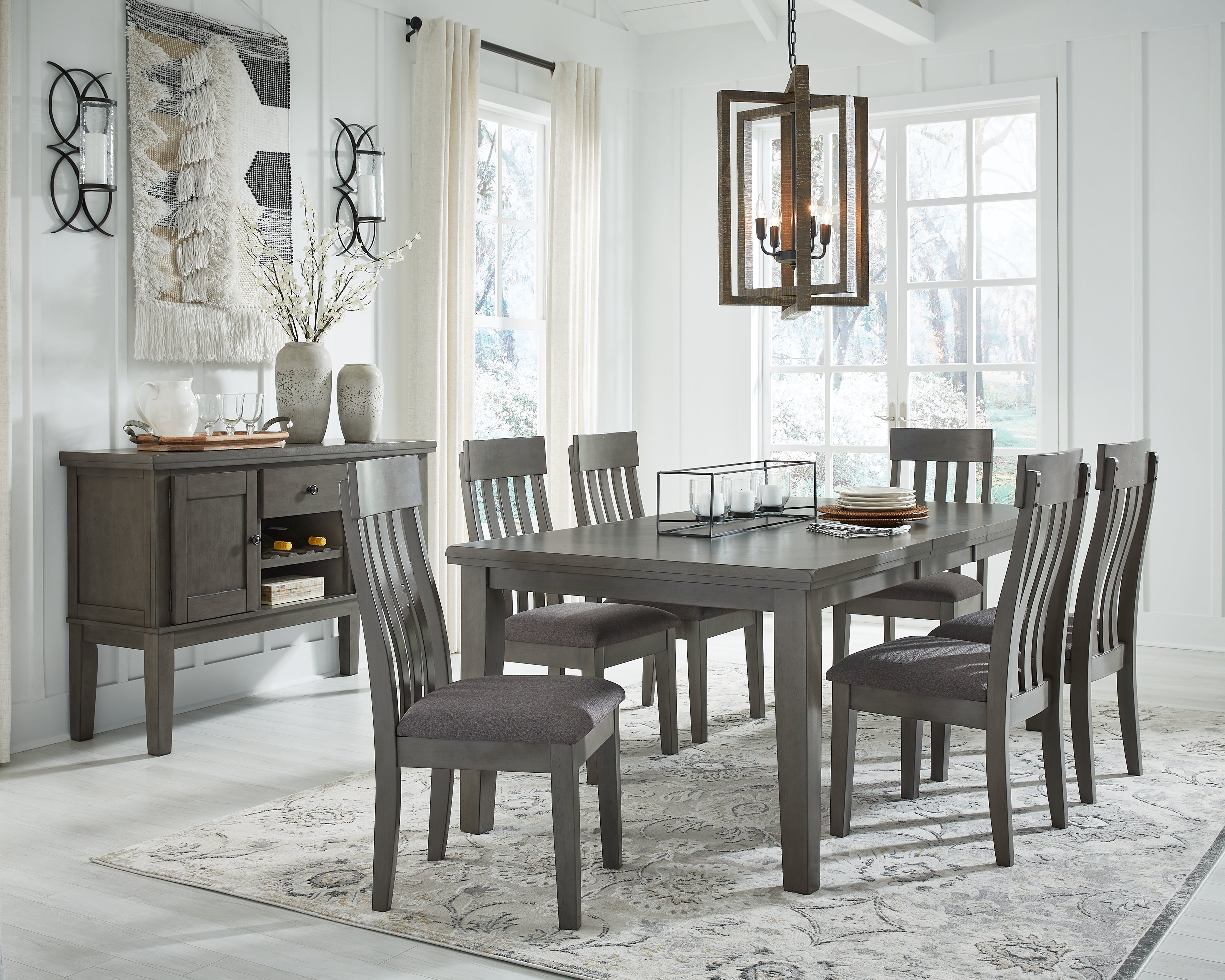 Homestyle Furniture - Ashley Furniture - Hallanden Dining Table, 6 Chairs and Server - Dining Table, 6 Chairs and Server - D589D5
