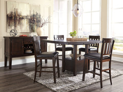 Homestyle Furniture - Ashley Furniture - Haddigan Counter Height Dining Table, 4 Barstools and Server - Counter Height Dining Table, 4 Barstools and Server - D596D8