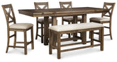 Homestyle Furniture - Ashley Furniture - Moriville Counter Height Dining Table with 4 Barstools and Bench - Counter Height Dining Table with 4 Barstools and Bench - D631D3